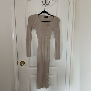 Fashion Nova Selene Sweater Midi Dress - Oatmeal - Small